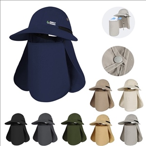 UV Sun Protection Wide Brim Hat With Face Cover And Neck Flap